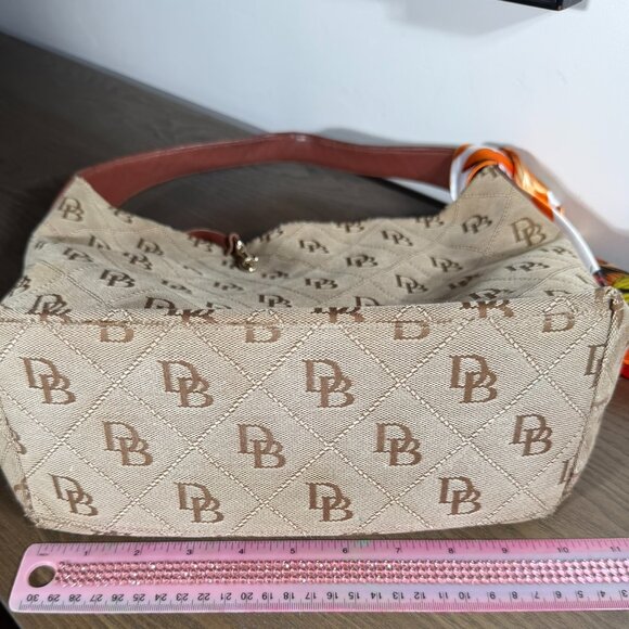 Dooney & Bourke Monogram Shoulder Bag — Vintage Tan Canvas & Leather - Picture 16 of 16